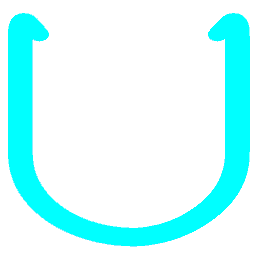 Letter U Neon Blue