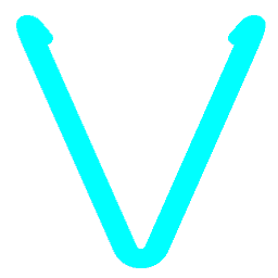 Letter V Neon Blue