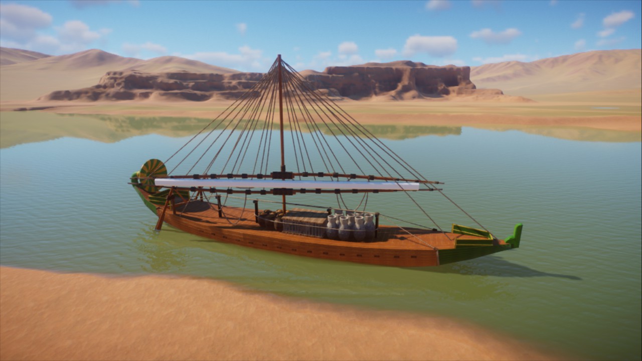 Old Egypt - Cargoship reefed sail