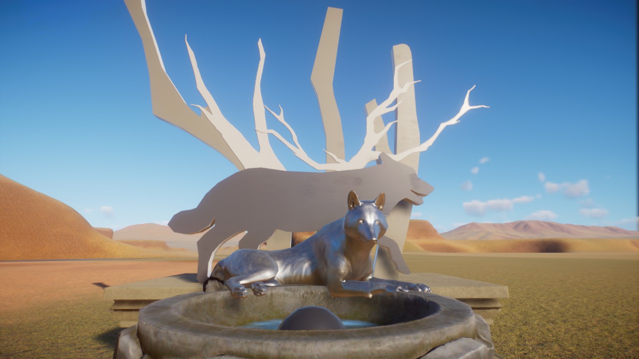 Wolf's Shadow Sculpture Garden Feature