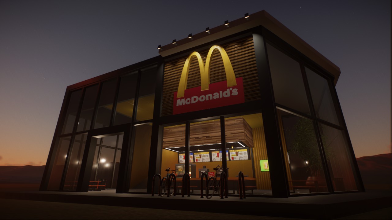 麦当劳（中型食品店 薯条 汉堡 果汁） McDonald's（French fries burger fruit juice）