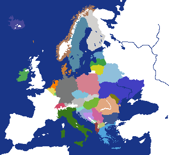 Europe but only nations that are 100% in Europe