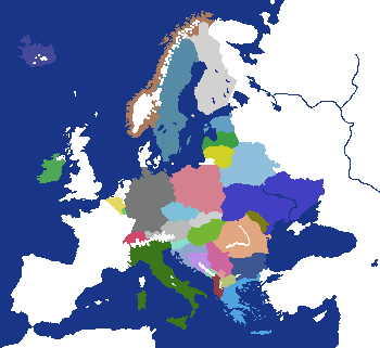 Europe but only nations that are 100% in Europe