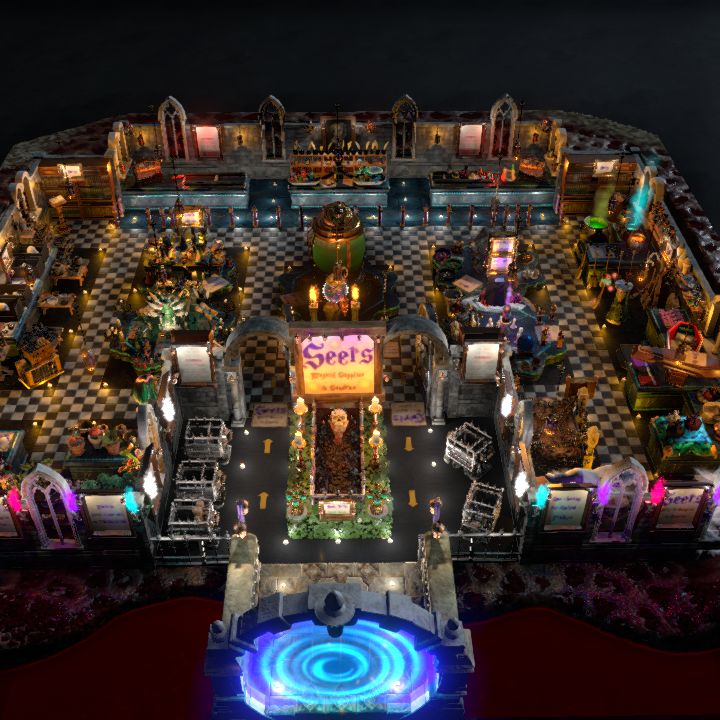 Seers Magical Supplies and Sundries, lit