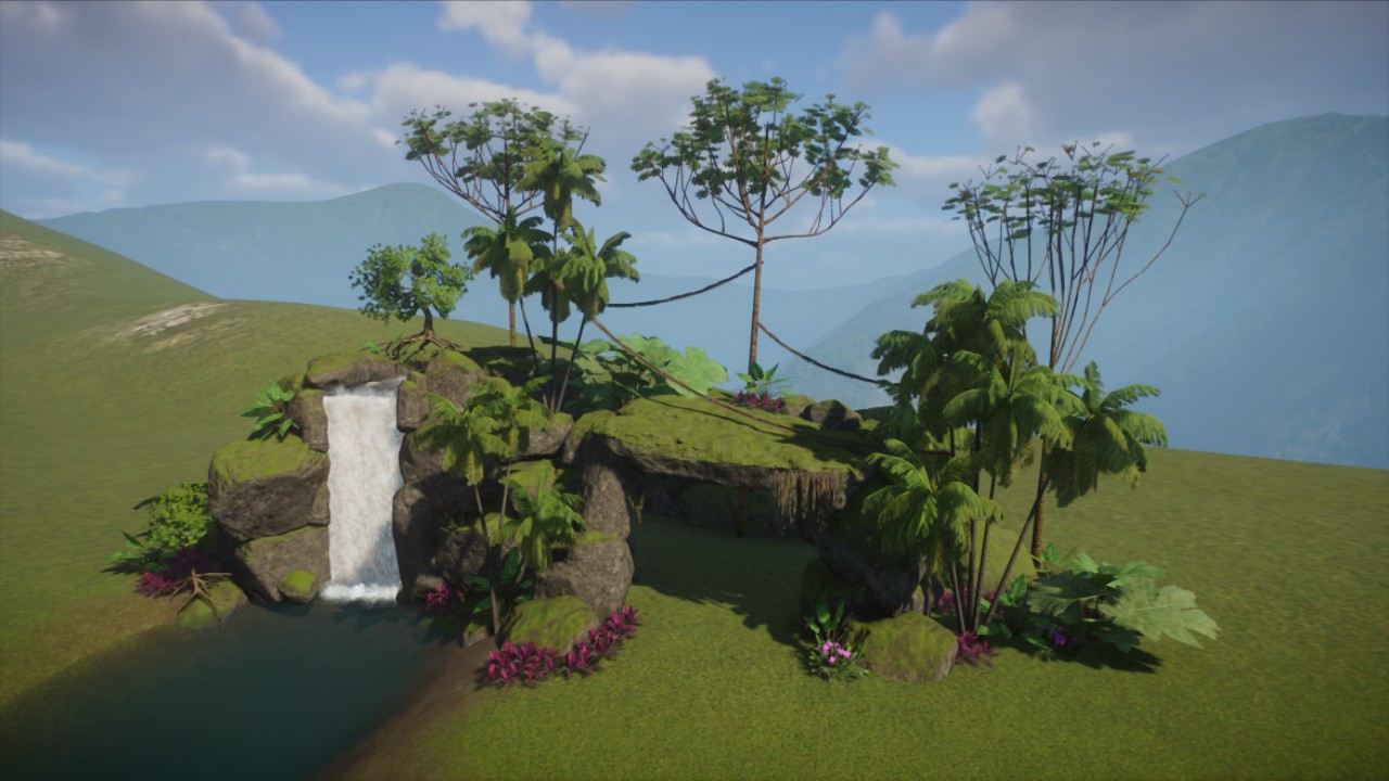 South American Habitat Shelter with Waterfall