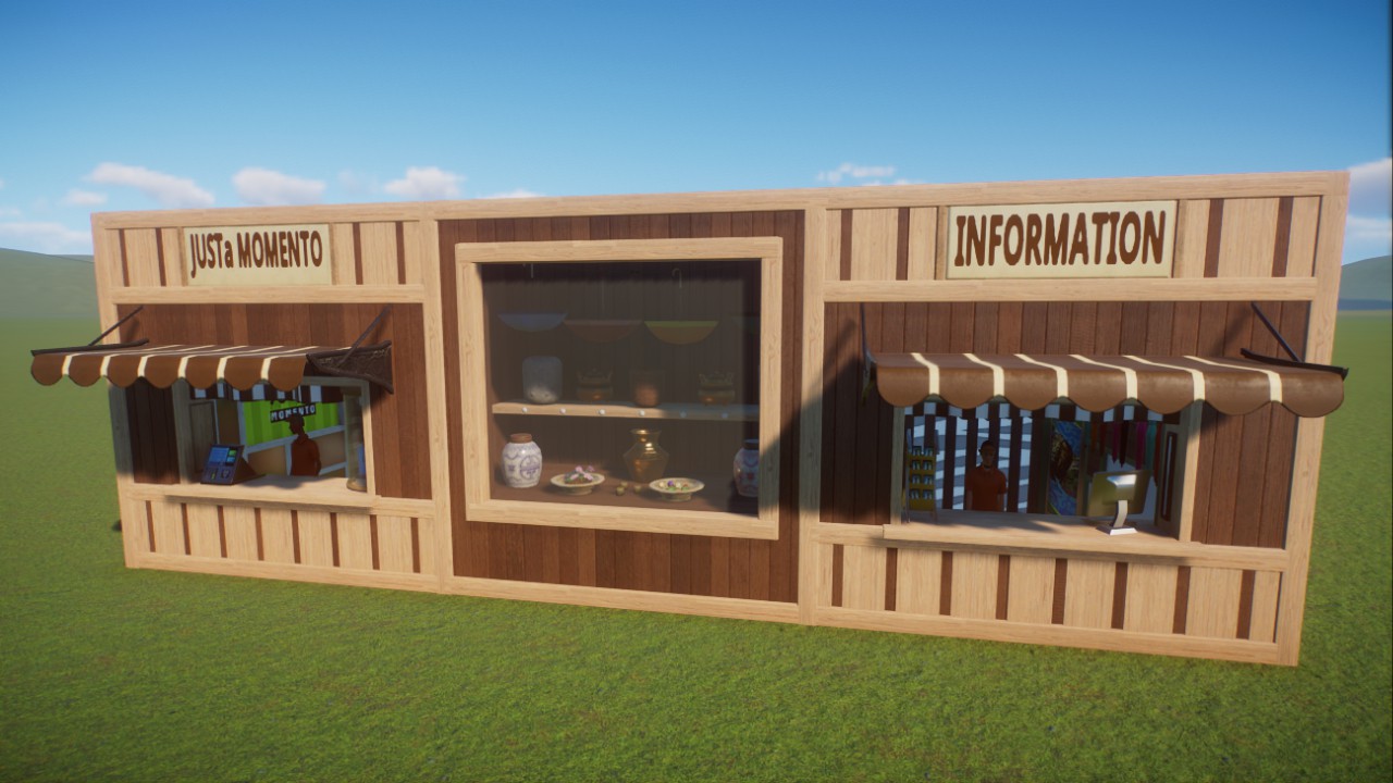 Modern Wood gift shops with display window (Base game items only)