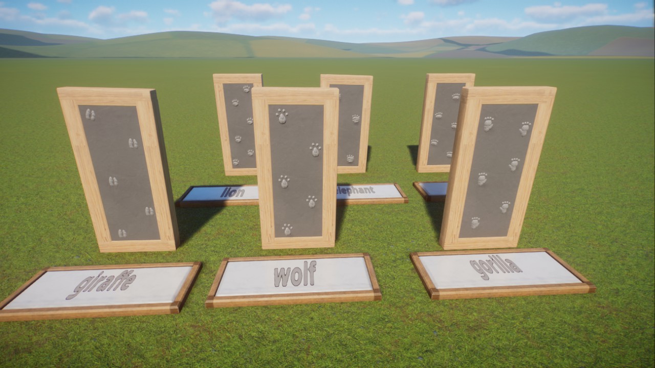 Decorative animal footprint casts (Base game items only)