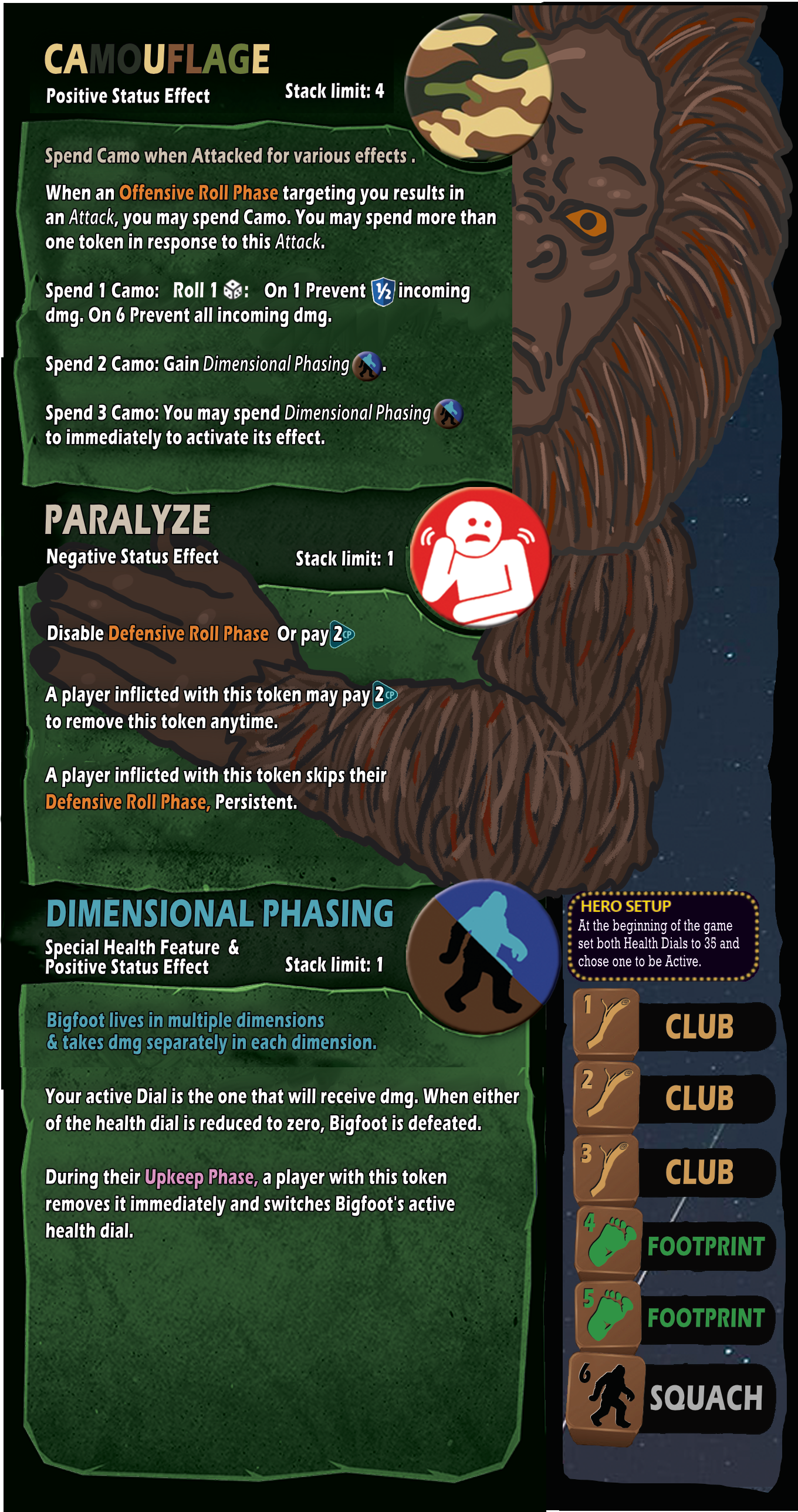 Dice Throne HomeBrew Big Foot: 2.0 re rolled, finished. Pnp ready