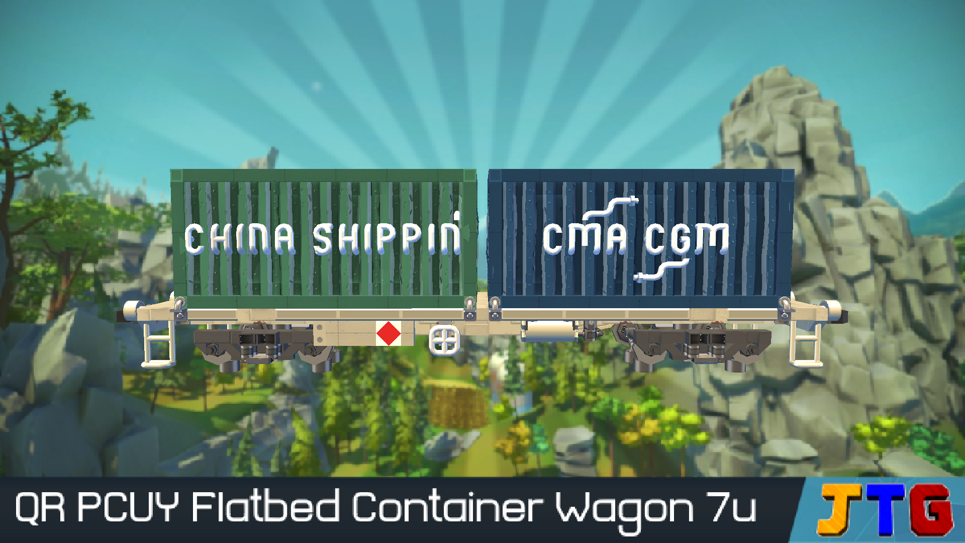 QR PCUY Flatbed China Shipping/CMA CGM Container Wagon Empty (Vanilla) 7u
