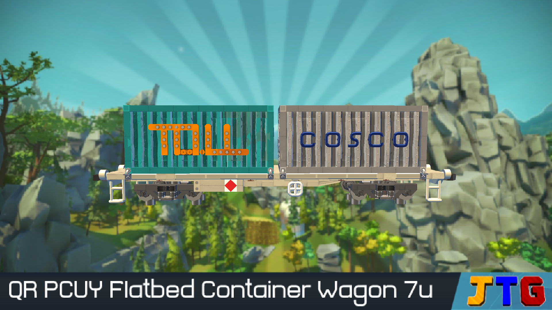QR PCUY Flatbed Toll/Cosco Container Wagon Empty (Vanilla) 7u