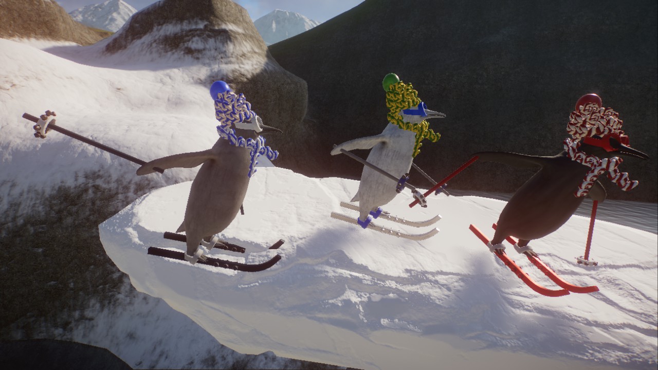 penguin skier, Pinguin Skifahrer
