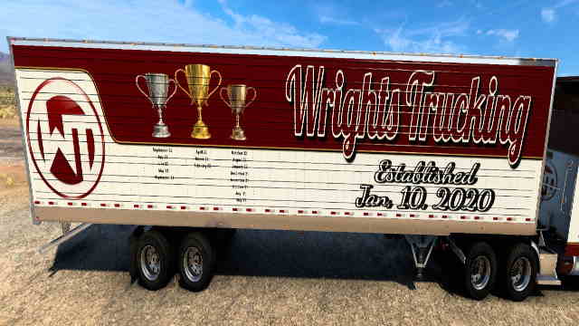 Wrights Trucking 3yr Anniversary SCS box Trailer SKIN 53ft ONLY
