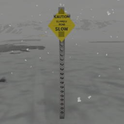 CAUTION SLIPPERY ROAD SIGN