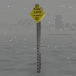 Road Closed For Winter Sign