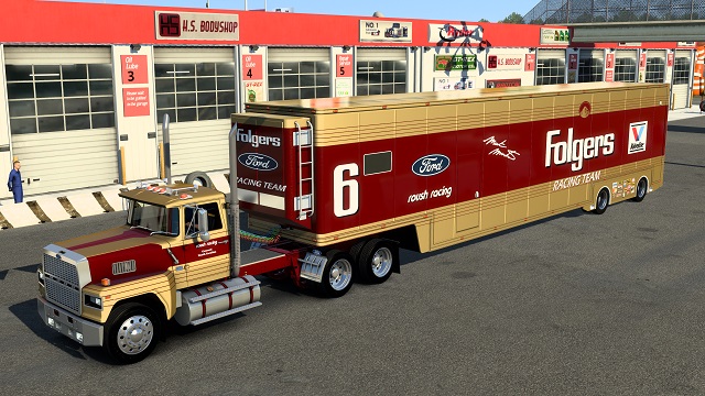 Folgers Racing Team BPM Ford LTL 9000 and Car Hauler Combo