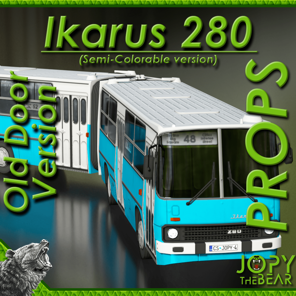 Ikarus 280 Semi-Colorable Bus with Old Doors Props preview