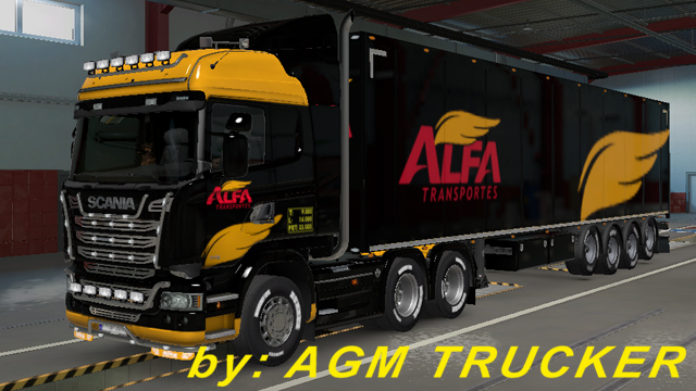 SKIN TRUCK SCANIA STREAMLINE E REBOQUE (ALFA TRANPORTES) - CANAL AGM TRUCKER