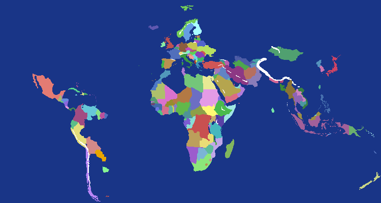 World Map But the Top Ten countries Plus Denmark Have Been Deleted
