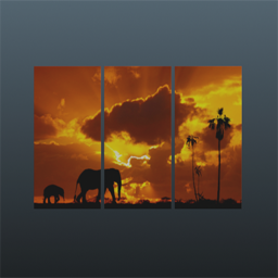 Elephant Savanne Triple Picture 1.55m x 1m