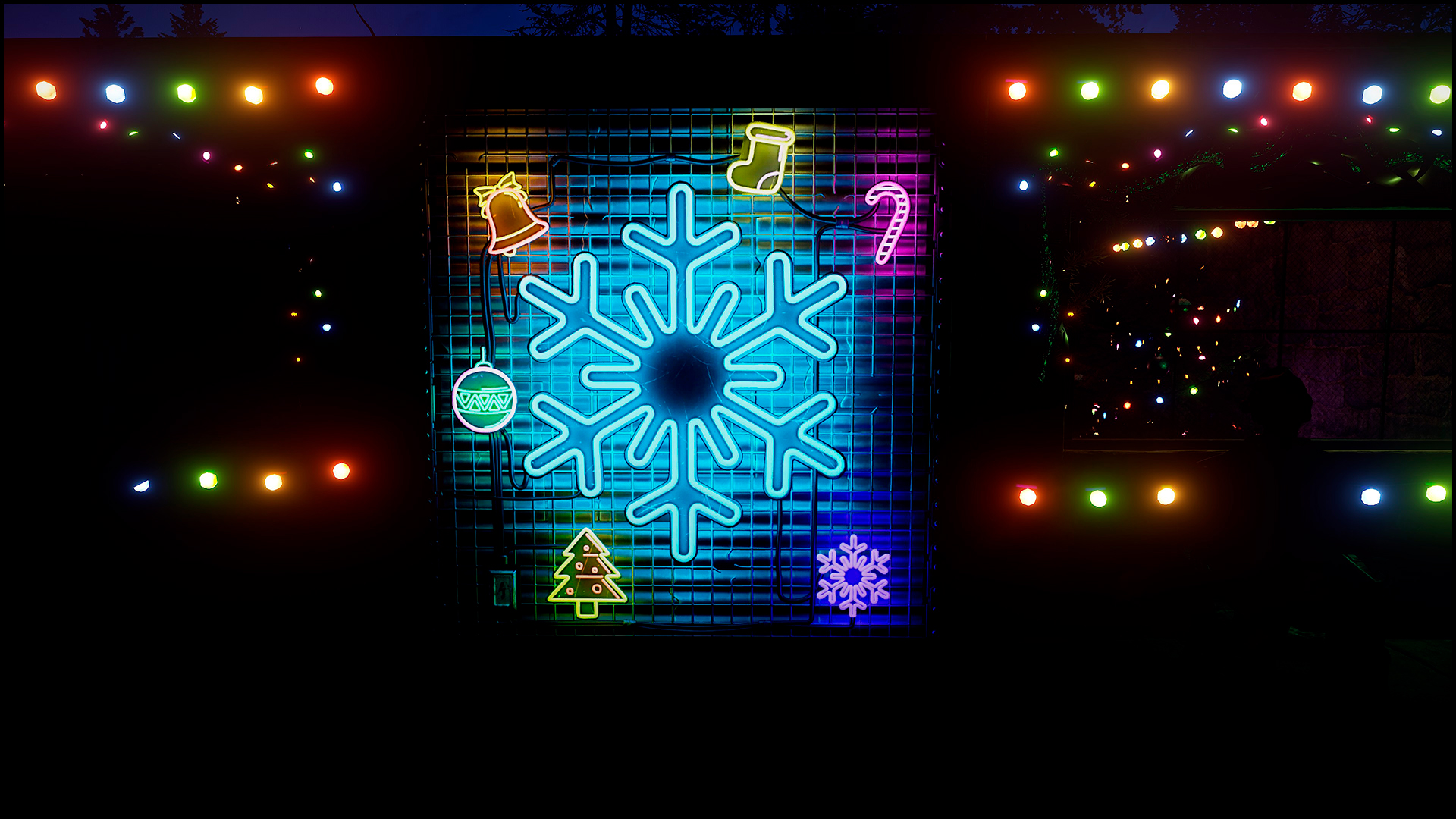 Neon Snowflake Garage Door