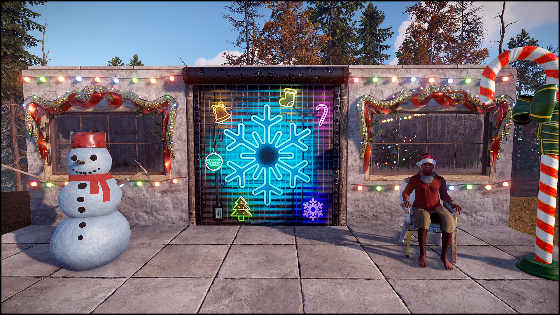Neon Snowflake Garage Door