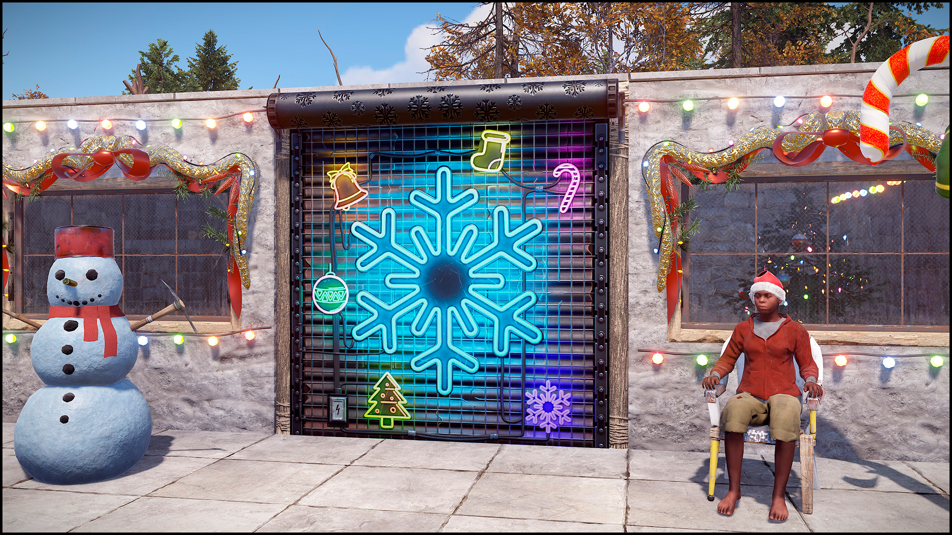 Neon Snowflake Garage Door