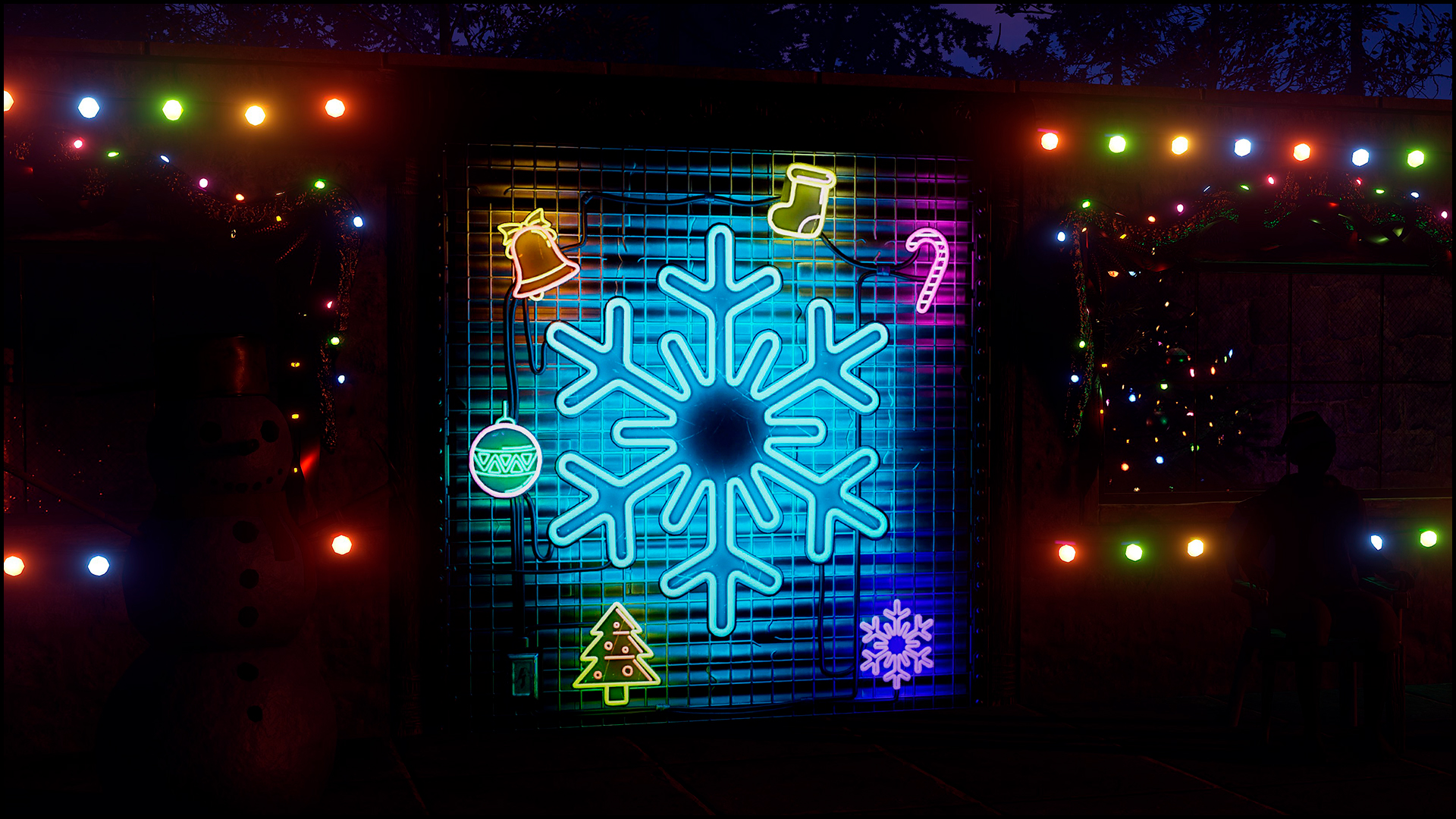 Neon Snowflake Garage Door