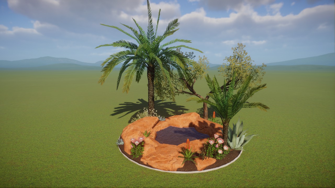 Base - Africa Desert Red Rock Pond Garden