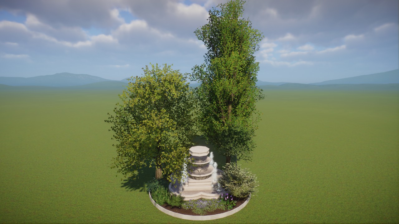 Base - Europe Temperate Forest Statue Fountain Garden