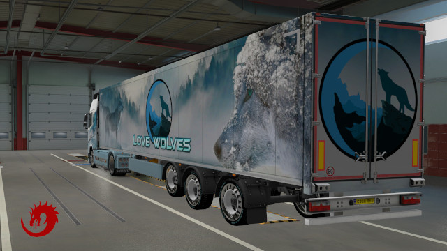Love Wolves Skin for Volvo FH16 2012 + scs box trailers