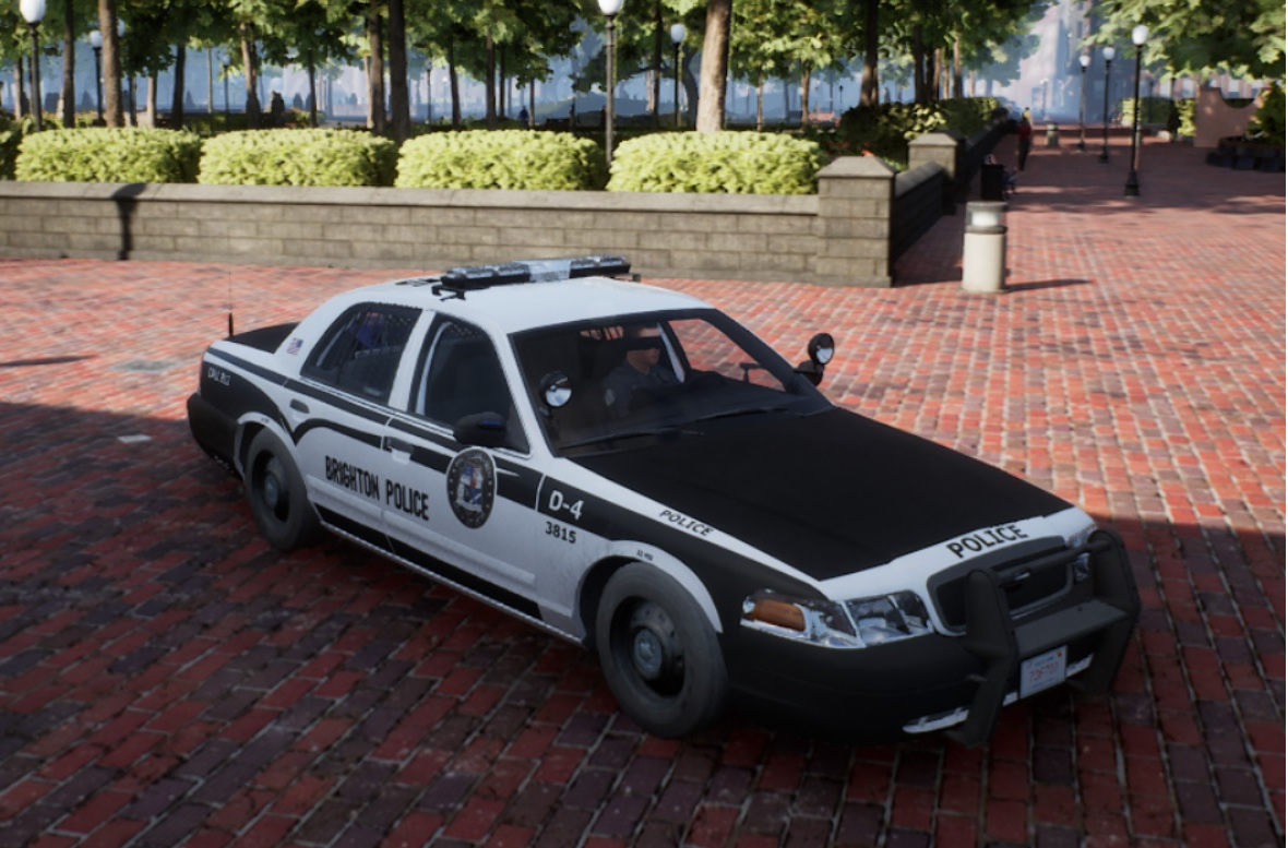 Black and white Brighton police cruiser