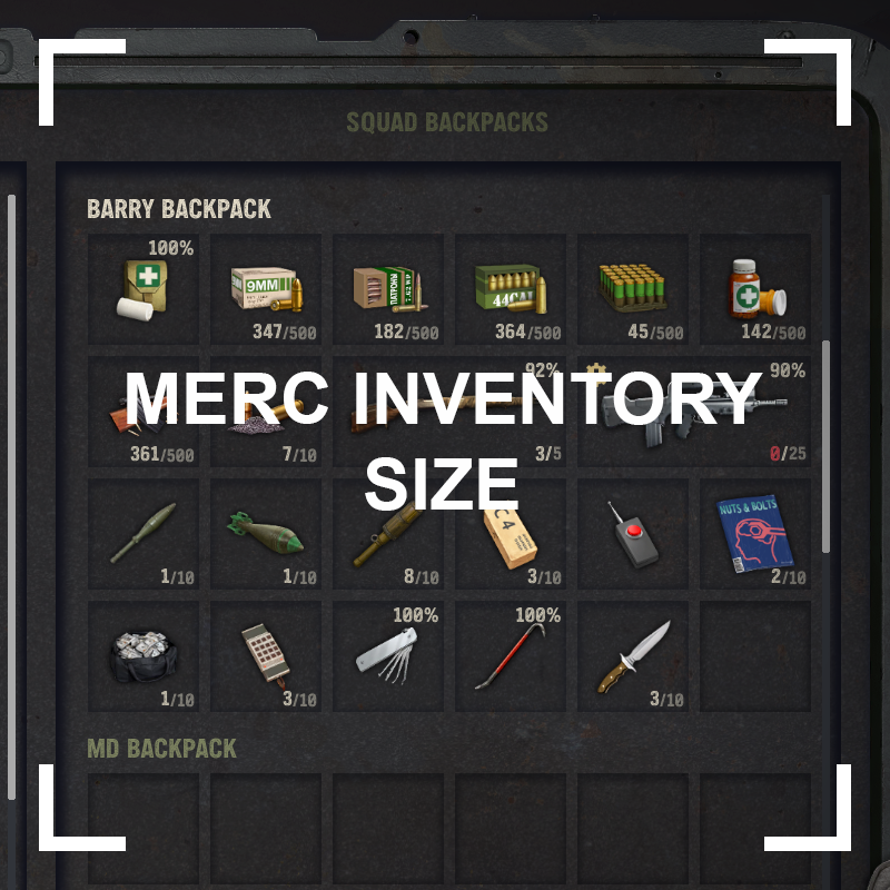 Merc Inventory Size