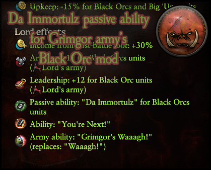 Passive Ability: "Da Immortulz" for Grimgor's Army Black Orc units