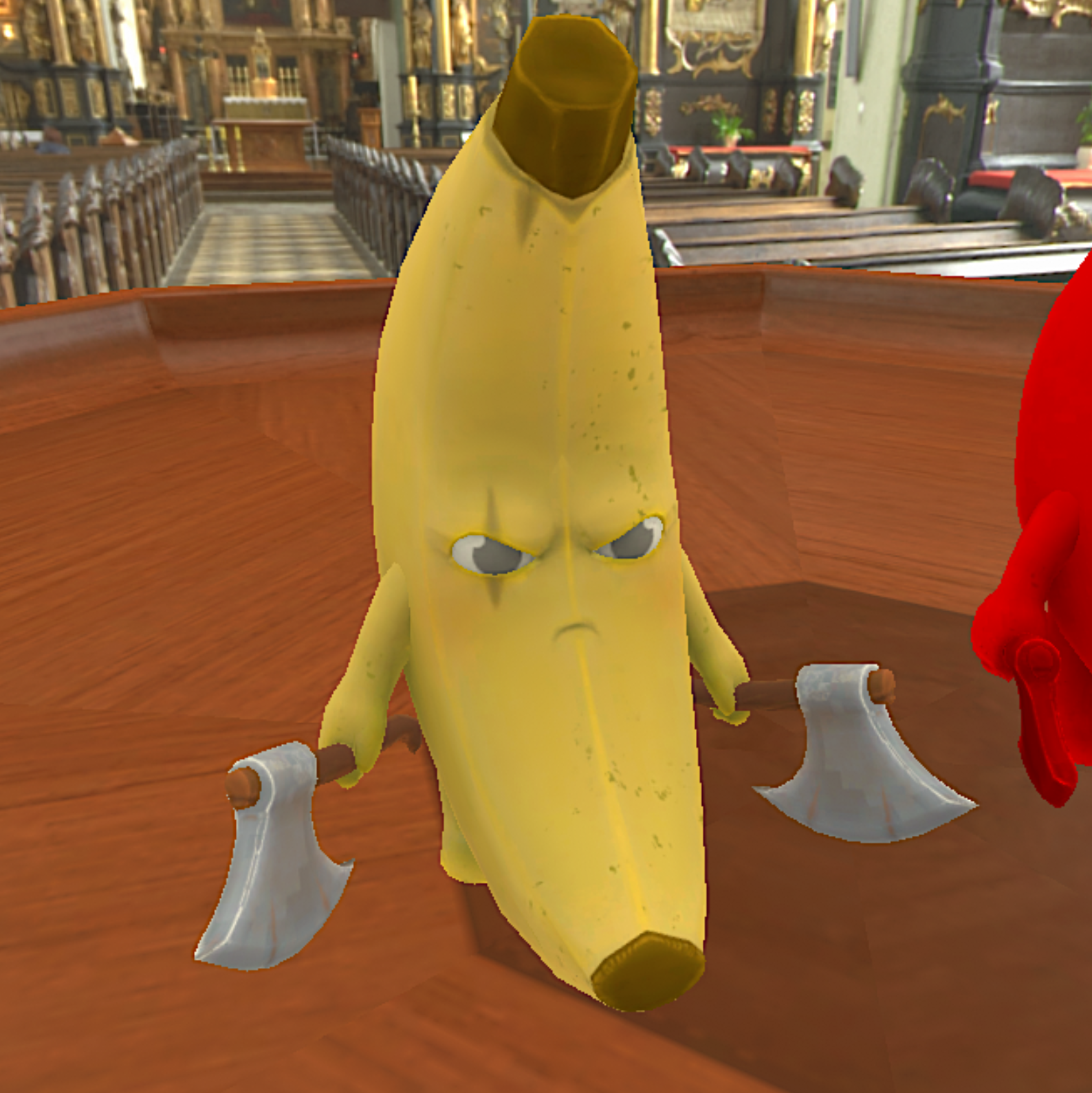 Angry banana with axes