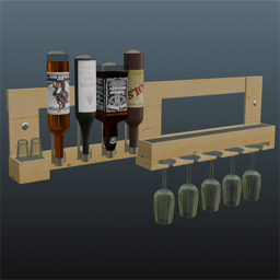 Bottle Holder with Glasses Pine