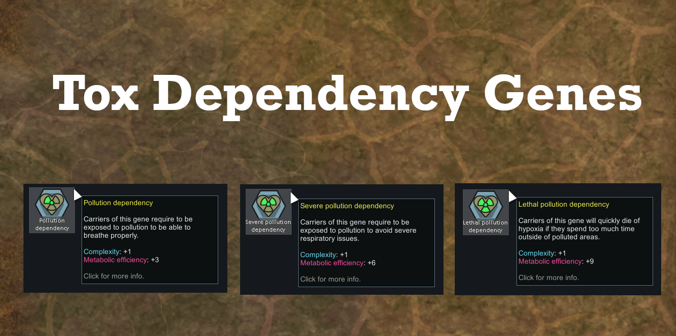 Tox dependency genes mod preview for RimWorld