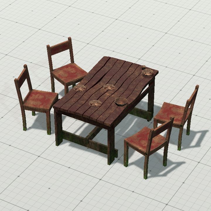 Old table with chairs