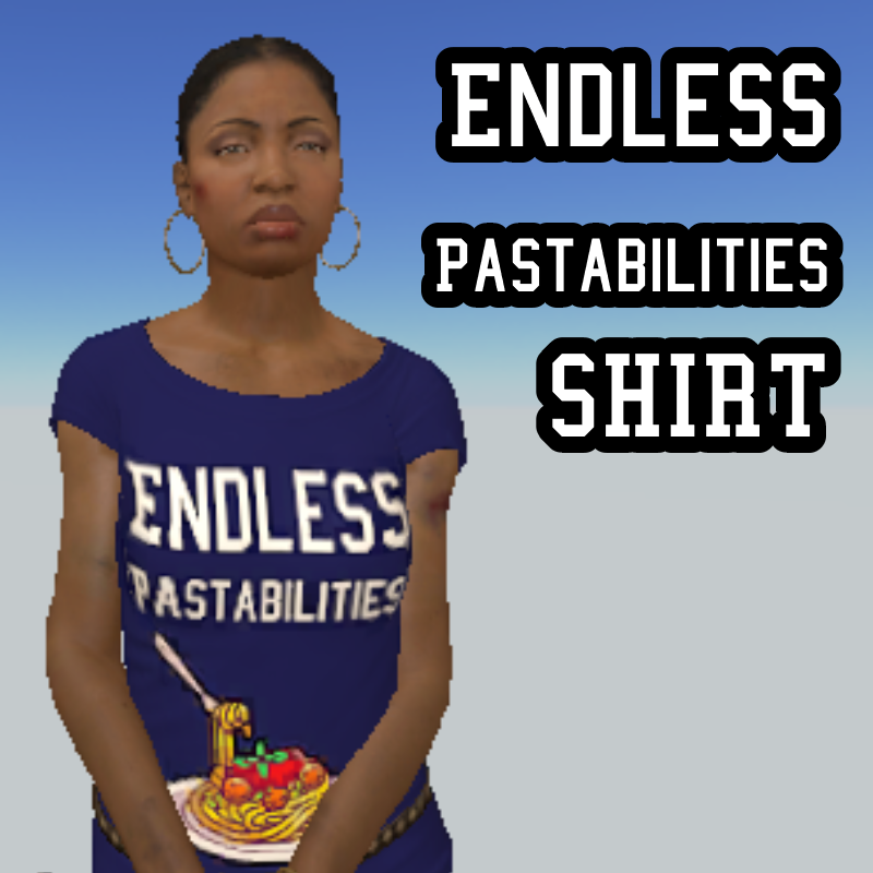 Rochelle: Endless Pastabilities shirt from "Love in the Villa"