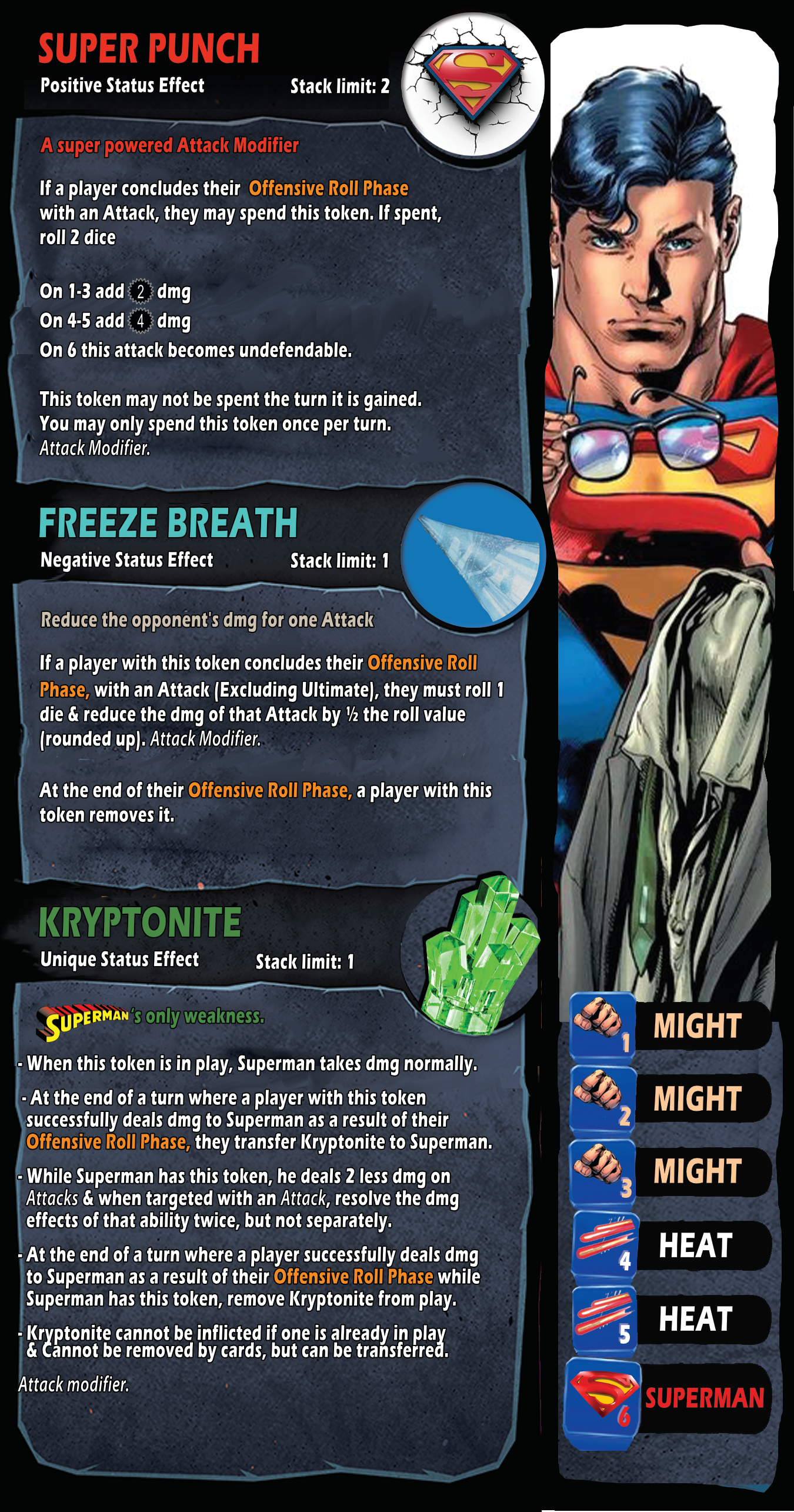 Superman: Dice Throne Homebrew. Finished, PnP ready NOTE RULE CHANGES