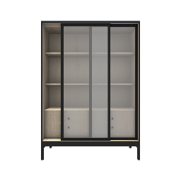 Glass Wardrobe- Black