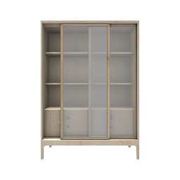 Glass Wardrobe- Light Wood
