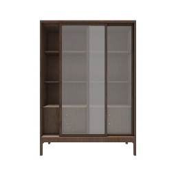 Glass Wardrobe- Dark Wood