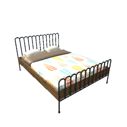 Art Deco Bed- Black and Wood V1