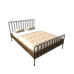 Art Deco Bed- Black and Wood V2