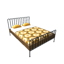 Art Deco Bed- Black and Wood V3