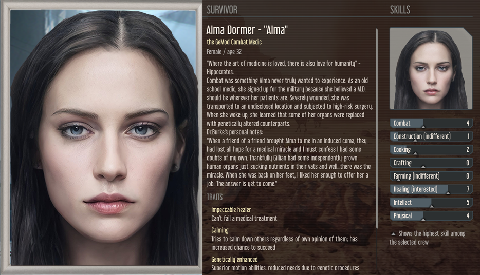 Alma, the GeMod Combat Medic