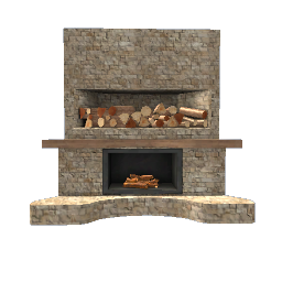 Corner Brick Fireplace- V2