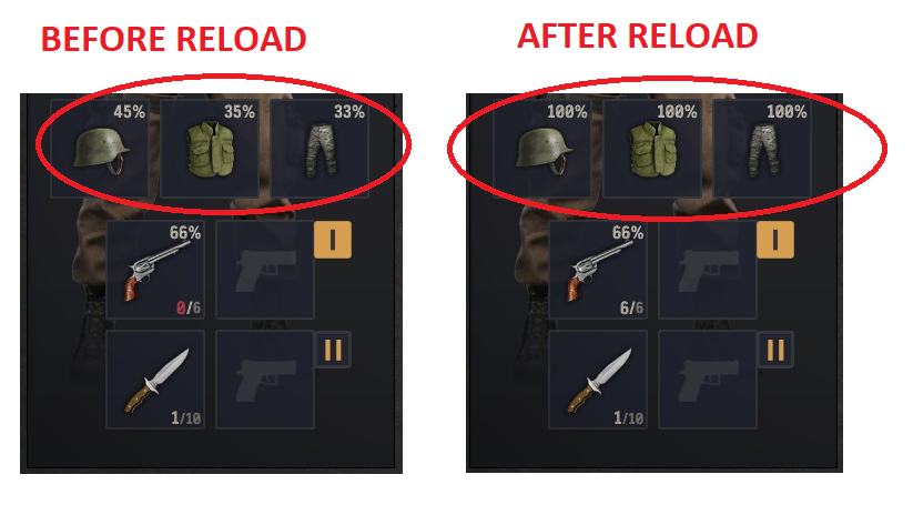 Autorepair armor when weapon reloads