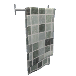 Narrow Wall Hanging Towel Rack - Green Squares Short
