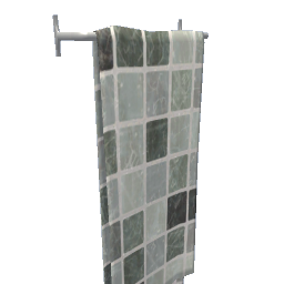 Narrow Wall Hanging Towel Rack - Green Squares Long